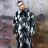 Contrast faux fur coat gradient fluffy Mac in white black