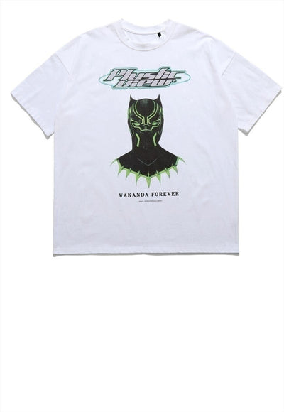 Black panther t-shirt Wakanda forever tee raver top in white