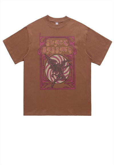 Metal band t-shirt metalcore tee rocker top in brown