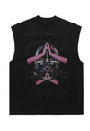 Raver print tank top surfer vest retro sleeveless t-shirt