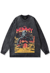 Mummy t-shirt punk movie long tee retro Egypt top acid black