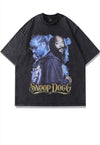 Rapper print t-shirt hip-hop tee vintage wash skate top grey