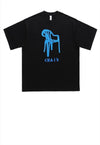 Chair print t-shirt grunge tee retro raver top in black