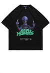 Punk Alien t-shirt cyber tee retro UFO top in black