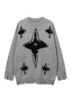 Cyber punk sweater grunge knitted jumper raver top in grey