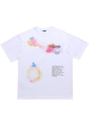 Water colour print t-shirt abstract tee paint top in white