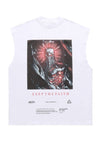 Cyborg print sleeveless t-shirt retro tank top surfer vest