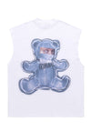 Teddy bear sleeveless t-shirt animal tank top surfer vest