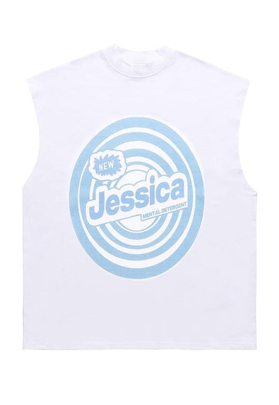 Jessica slogan sleeveless t-shirt retro tank top surfer vest