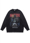 Creepy sweater skeleton knit distressed horror jumper black