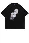 Disc print t-shirt retro saw tee grunge CD top in black