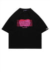 Monster print t-shirt melted tee graffiti retro top black