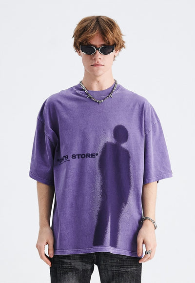 Ghost t-shirt shadow print tee retro gothic top acid purple