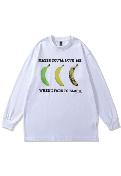 Banana t-shirt grunge long sleeve tee retro punk top white