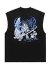 Anime print tank top surfer vest retro sleeveless t-shirt