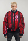 Snake print varsity jacket red python reversible 4in1 bomber