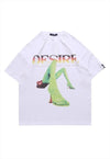 Raver t-shirt foot fetish top high heels print tee in white