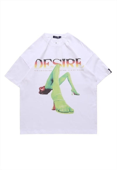 Raver t-shirt foot fetish top high heels print tee in Black