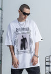 Gothic print t-shirt Slender Man top grunge tee in white