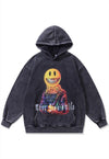 Mona Lisa hoodie emoji pullover creepy cartoon jumper grey