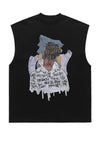 Rapper print tank top surfer vest retro sleeveless t-shirt
