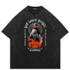 Flame t-shirt vintage religion top wash retro goth tee grey