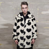 Heart fleece jacket handmade fauxfur heart trench coat cream