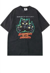 Zombie cat t-shirt Gothic tee in vintage acid grey