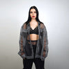 Mesh jacket black transparent Gothic bomber long sleeve rocker coat sheer jumper edgy gay shirt retro 00s see-though punk pullover sheer top