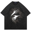 Hand print t-shirt Gothic top vintage wash creepy tee grey