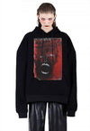 Scary print hoodie ghost pullover zombie horror top black