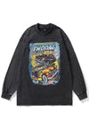 Racing car t-shirt old flame print long tee retro auto top