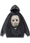 Horror movie hoodie grunge pullover Friday 13th top in grey