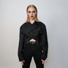 Punk Kimono jacket open back blazer cropped catwalk top high fashion bomber party shirt in black