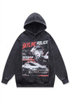 Skyline police hoodie vintage wash pullover anime jumper