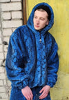 Python fleece Bomber 2in1 detachable snake jacket in blue