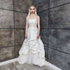 Sexy corset vintage wedding dress contrast lace embellished retro beaded tulle wedding gown ball dress see-through dress in white