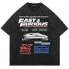 Racing t-shirt cart print vintage wash retro NASCAR tee grey