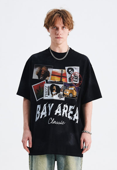 San Francisco t-shirt Bay area tee retro American top black