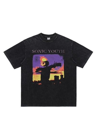 Scare crow t-shirt sonic youth slogan tee grunge top black