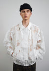 Transparent bomber white party jacket going out rave varsity