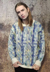 Paint splatter sweater retro tie-dye jumper in blue yellow