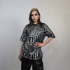 Silver sequin t-shirt glitter top sparkle jumper party pullover glam rock jumper fancy dress embellished going out tee in metallic grey