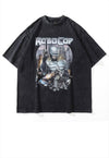 Robot movie print t-shirt cop tee cinema top vintage grey