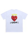 Heart print t-shirt angel tee grunge pop art top in white