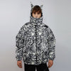 Zebra bomber reversible jacket detachable striped puffer