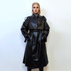 Faux leather trench coat double breasted going out jacket