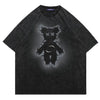 Gothic bear t-shirt punk teddy top vintage wash grunge tee