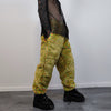 Checked faux fur joggers geometric raver pants fluffy winter trousers skiing fleece overalls festival bottoms neon burning man pants yellow