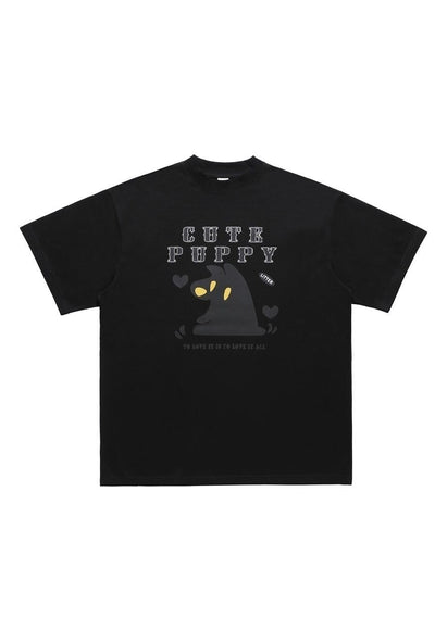 Puppy slogan t-shirt monster print tee grunge top in black